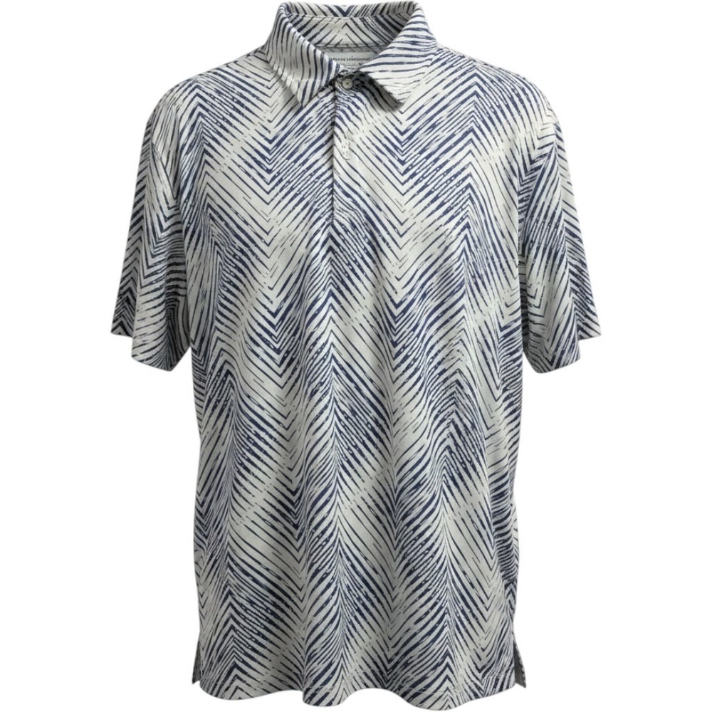 Adidas Golf Mens Large Blue WhiteChevron Geometric Print Short Sleeve Polo Shirt